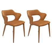 Meubletmoi - Lot de 2 chaises avec accoudoirs et pieds en velours orange - sweet