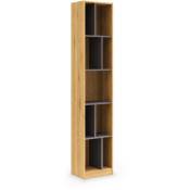 Mobilier Deco - edwin - Bibliothèque colonne en bois noir et chêne 9 niches - Bois