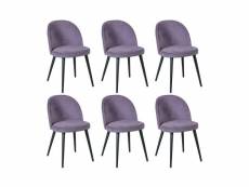 Molly - lot de 6 chaises tissu violet piètement bois