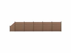 [neu.holz] clôture brise vue brise vent bois composite (wpc) quadratique et oblique brun 183 x 973 cm