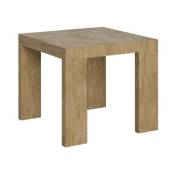 Petite table carrée extensible 90 à 246cm bois clair