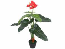 Plante artificielle avec pot anthurium 90 cm rouge