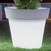 Pot de fleurs lumineux rond jardinière en résine diamètre 80 cm mod. Gemma Led blanc