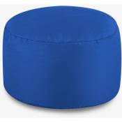 Pouf Rond, Repose-Pieds - 38cm x 20cm - Textile Tissé, Résistant à l'eau, Poufs d'intérieur et d'extérieur, Bleu - Bleu - Veeva