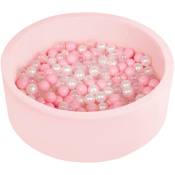 Selonis - Piscine à Balles Ronde En Mousse 90X30cm/200 Balles Pour Bébé Enfant, Rose: Rose Poudré/Perle/Transparent - rose: rose