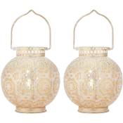 Set de 2 lampes décoratives marocaines à piles, 18cm de haut, blanc