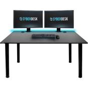 Syberdesk - Bureau Gaming Bureau de Jeu pour Gamers 120 cm x 65 cm – Bureau d'ordinateur pour Bureau à Domicile – Bureau avec Lumières led –