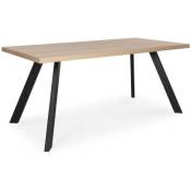Table à manger 160x90 cm couleur Chêne clair et Gris