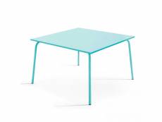 Table à manger carrée en acier turquoise 120 cm - palavas