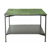 Table basse carrée en métal vert et noir 60x60cm