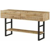 Table console 76 x 139 x 43 cm effet chêne rustique / noir - Beige