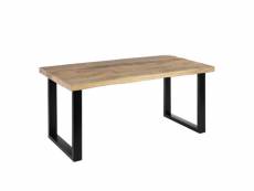 Table de repas rectangulaire bois brut/noir - valeni - l 160 x l 90 x h 76 - neuf