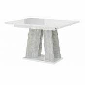 Table Goodyear 107, Blanc brillant + Béton, 75x90x120cm, Oui, Oui, Stratifié, Stratifié - Blanc brillant + Béton