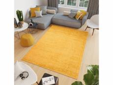 Tapiso tapis shaggy jaune salon chambre delhi unicolore