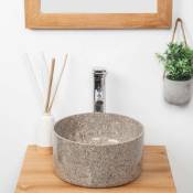 Vasque en marbre ronde pour salle de bain Ulysse 30 cm gris - Gris