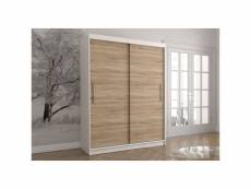 Viell - grande armoire à portes coulissantes - 5 étagères + tringle - 150x61x200 cm - blanc
