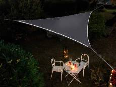 Voile d'ombrage triangulaire Leds solaires Ardoise
