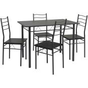 Vs Venta-stock - Ensemble de Table et 4 chaises Lima pour Salle à Manger Noir/Gris - noir