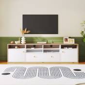 Aafgvc - légance moderne : meuble tv avec poignées dorées et généreux rangements en bois et blanc