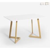 Ahd Amazing Home Design - Table de cuisine et salon 120x80cm plateau bois blanc scandinave Valk Couleur: Blanc