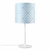 Applique Abat-Jour Tissu Lampe à Poser Lampe De Chevet E14 Vintage Rétro Ronde Lampe de table - Blanc, Design 6 (Ø18 cm) - Paco Home