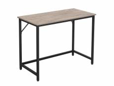 Bureau table poste de travail petite taille pour bureau salon chambre assemblage simple métal style industriel 100 cm grège et noir helloshop26 12_000