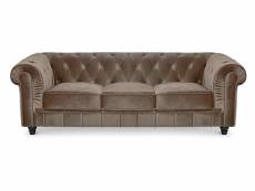Canapé chesterfield 3 places velours taupe itish