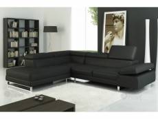 Canapé d'angle en cuir luxe 5/6 places, noir, angle
