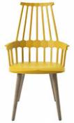 Chaise Comback / Polycarbonate & pieds bois - Kartell jaune en plastique