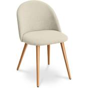 Chaise de salle à manger - Tapissée en tissu - Style scandinave - Evelyne Beige - Métal finition effet bois, Tissu, Bois - Beige