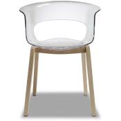 Chaise design avec pieds bois - natural miss b Antishock - déco originale - Transparent