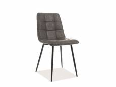 Chaise en cuir avec pieds en métal - gris - h 89 cm