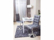 Chaise leaf lot de 2 chaises de salle a manger - simili gris - contemporain - l 42 x p 46,5 cm