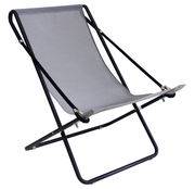 Chaise longue pliable inclinable Vetta métal & tissu gris foncé / 2 positions - Emu noir en métal