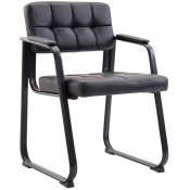 Chaise visiteur fauteuil de bureau sans roulette synthétique noir