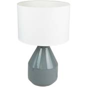 Corep - Lampe a poser ceramique anthracite et tissu luminaire led E27 deco chambre salon