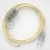 Creative Cables - Cordon pour lampe, câble RM00 Effet Soie Ivoire 1,80 m. Choisissez la couleur de la fiche et de l'interrupteur Transparent