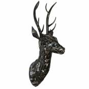 Décoration murale en tête de cerf sculpture murale 3D métal noir