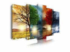 Dekoarte - impression sur toile moderne | décoration salon chambre | paysage quatre saisons arbres | 150x80cm C0237