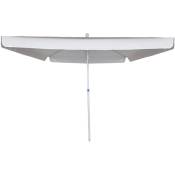 Dmora - Parapluie avec mât central en acier inclinable, toile polyester blanche, Dimensions 200 x 250 x 200 cm, avec emballage renforcé
