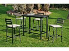 Ensemble table et chaises de jardin galicia 130 anthracite + coussins 29445