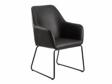 Finebuy chaise de salle à manger noir simili-cuir / métal design moderne | chaise cuisine avec accoudoir et dossier | chaise rembourrée capacité de ch