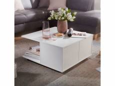 Finebuy table basse design 70x70 cm | table de salon avec 2 tiroirs | table basse à roulettes | table à 2 compartiments