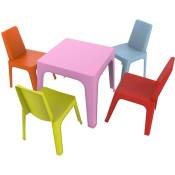 Garbar - julieta Chaise-Table Pour Enfants Intérieur, Extérieur Set 4+1 Bleu Ciel/Rose/Rouge/Orange/Vert Citron - Bleu Ciel/Rose/Rouge/Orange/Vert