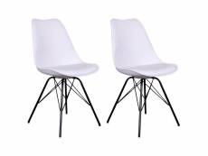 Haga - lot de 2 chaises blanches avec piétement métallique