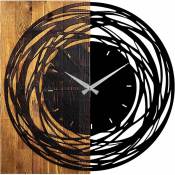 Hanah Home - Horloge en bois et métal Clock - Noir