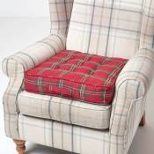 Homescapes - Coussin d'assise rehausseur en coton à carreaux écossais Rouge, 50 x 50 x 10 cm - Rouge
