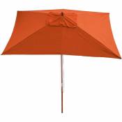 HW - Parasol en bois, parasol de jardin Florida, parasol de marché, rectangulaire 2x3m - terre cuite