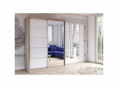Kalke - grande armoire à portes coulissantes - miroir - 5 étagères + tringle - 150x61x200 cm - beige