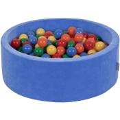 Kiddymoon - Velours Piscine à Balles 90X30cm/200 Balles ∅ 7Cm Pour Bébé Rond Fabriqué En ue, Bleu Myrtille: Jaune/Vert/Bleu/Rouge/Orange - bleu